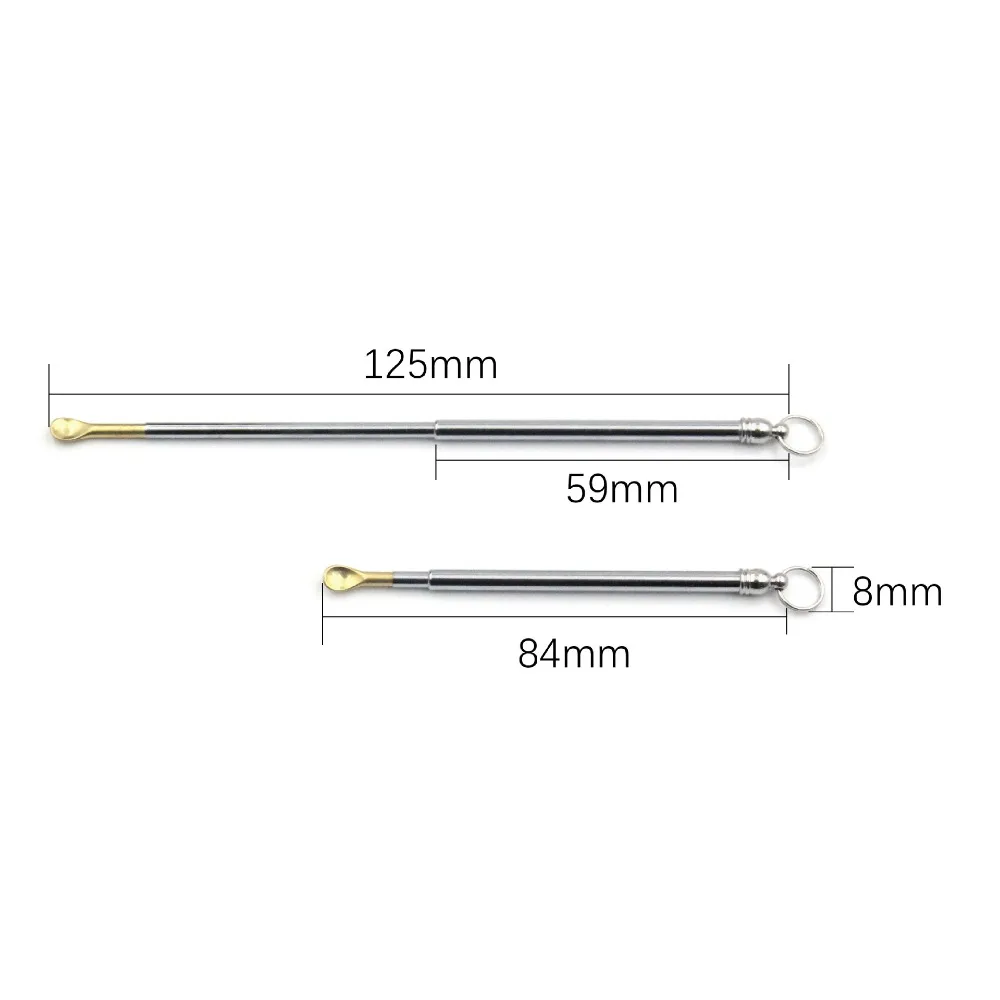 5PCS Brass Material Ear Spoon Reusable Scalable Ear Wax Remover Keyring Pendant Mini Pocket Size Ear Curette Spoon Pocket Carry