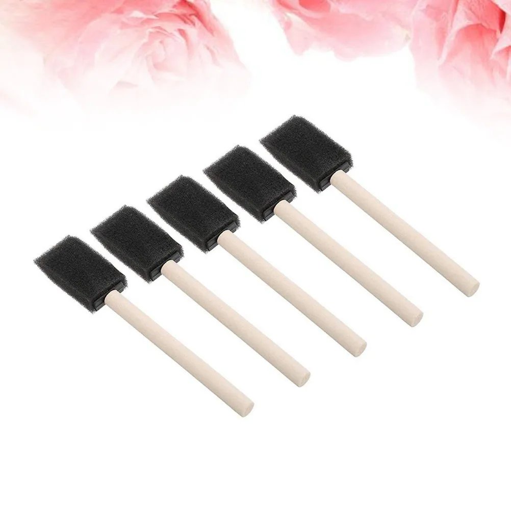 10Pack Sponge Wood Handle Paint Brush 2 Inch Absorbent Polyurethane Beveled End Ideal for Acrylics Stains Varnishes Crafts Art