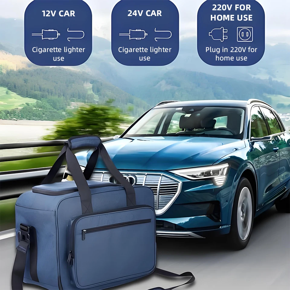 Yanace 25L Portable Car Refrigerator Cooler & Warmer Dual Core Cooling Leakproof Lunch Bag for Travel Camping Office Use