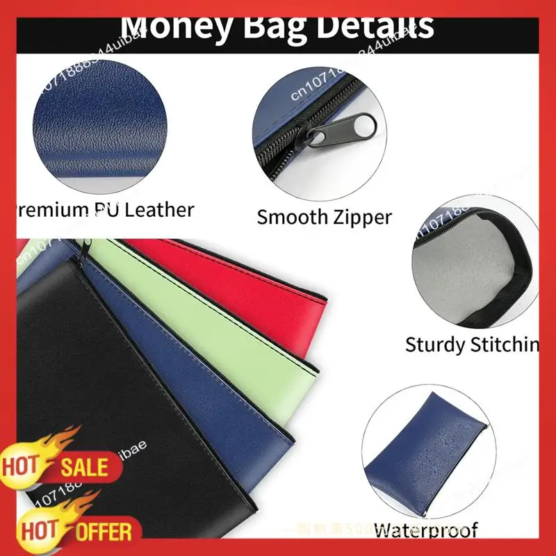 B47C Money Pocket 11 X 6.25 Inches, Secure Bank Pocket Forcoins, Bills, Checks, Invoices, Cosmetics