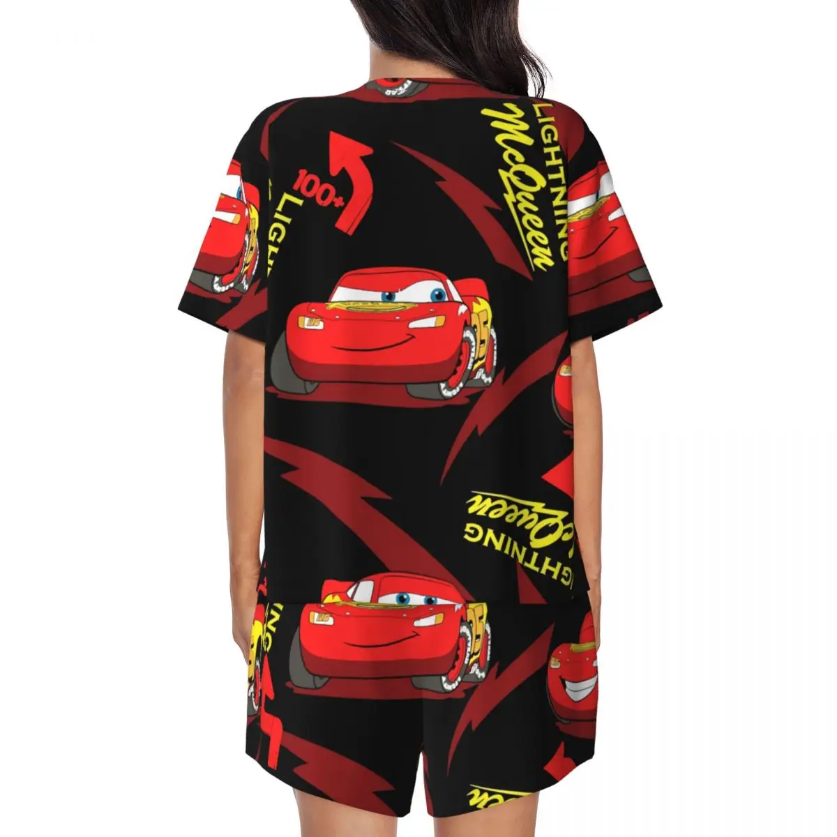 여성 MadieBs Cars McQueen 잠옷 세트 맞춤 인쇄 2피스 Pj 세트 반소매 잠옷 라운지웨어