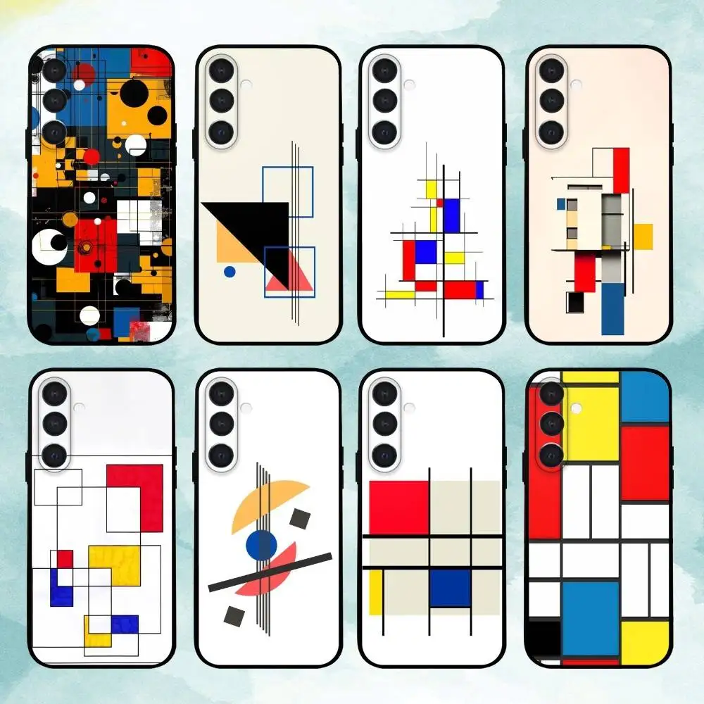

Abstract Piet Mondrian Pattern Phone Case For Samsung Galaxy A73,A72,A71,A70,A53,A52,A51,Others Soft Black Cover