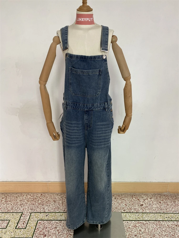

Женские винтажные синие комбинезоны, прямые повседневные осенние джинсовые брюки для девочек, женские уличные джинсы, комбинезоны, свободные брюки