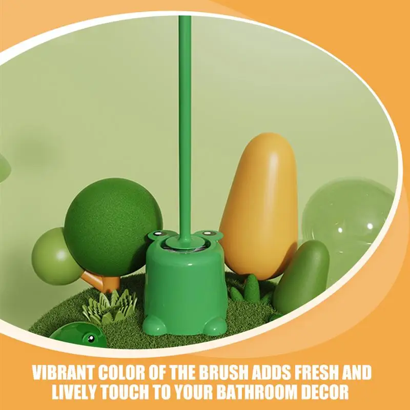 Plastic Soft Bristles Cleaning Brushes Green Frog Toilet Brush Long Handle Brush with Base Brush bathroom accessories
