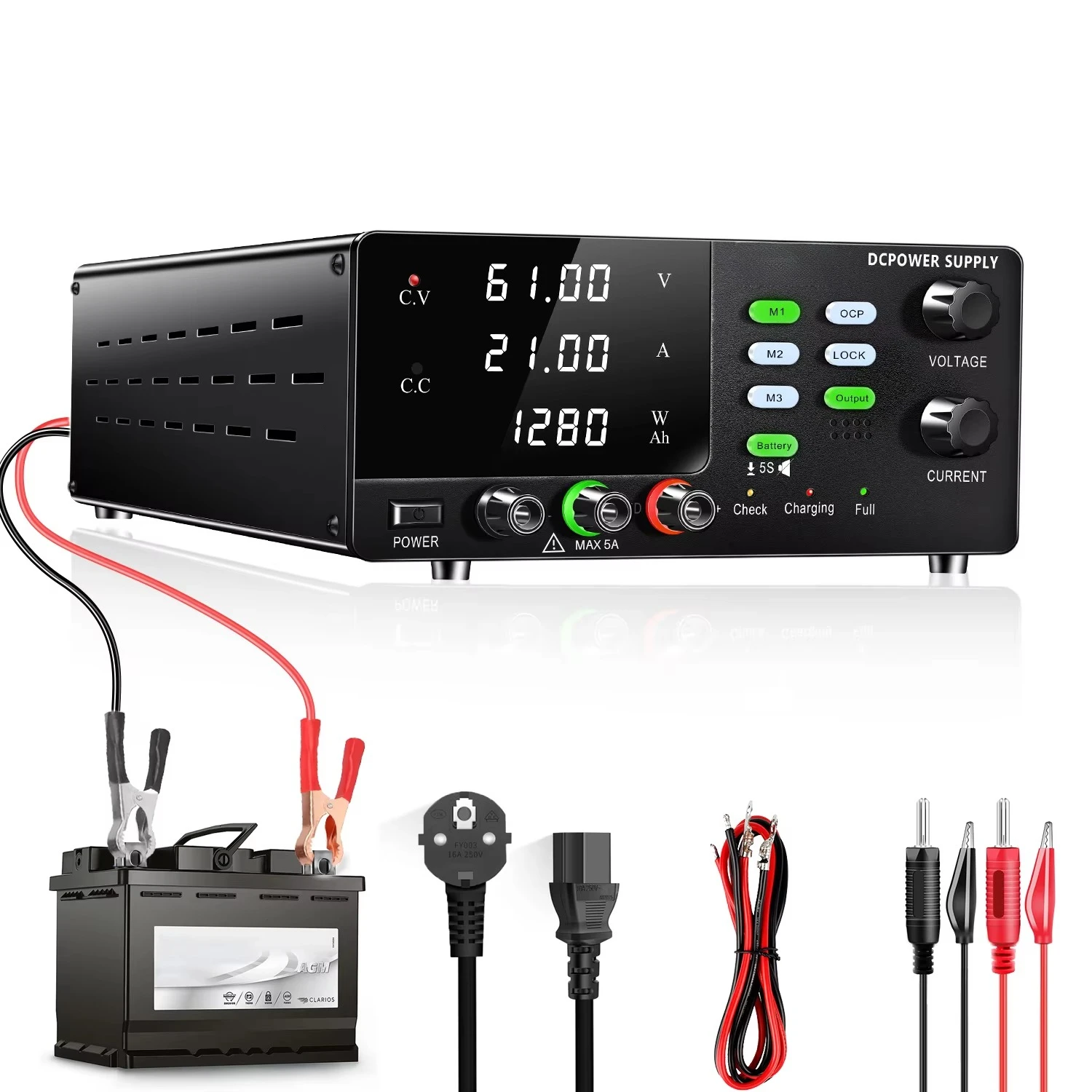 

60V 20A 1200W R-SPS6020C Adjustable DC Power Supply Battery Charging Memory Storage Switching OCP Laboratory Tester