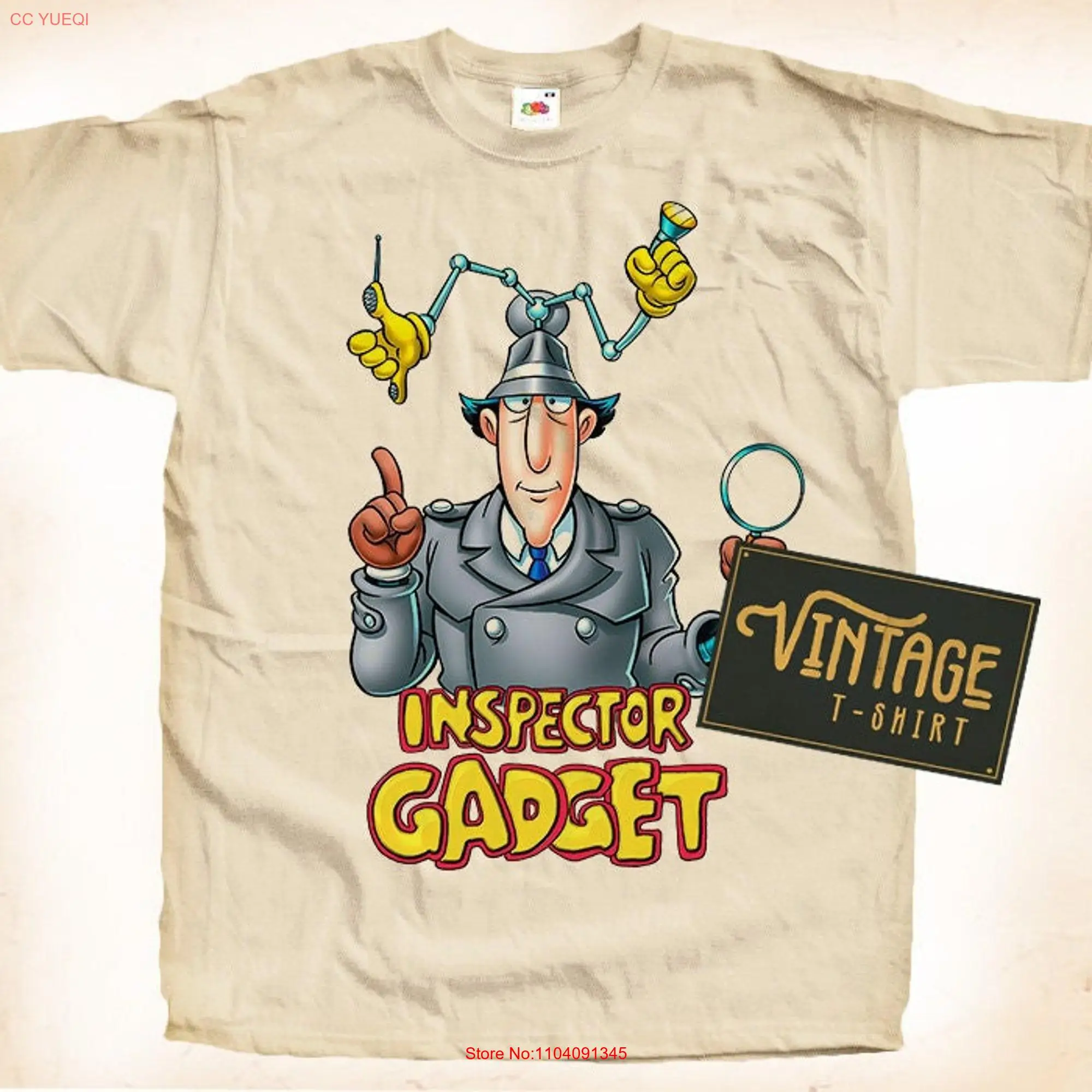 Inspector Gadget V1 T Shirt Vintage Natural color Men's DTG Digital Print SIZES S M L XL 2XL 3XL 4XL 5XL