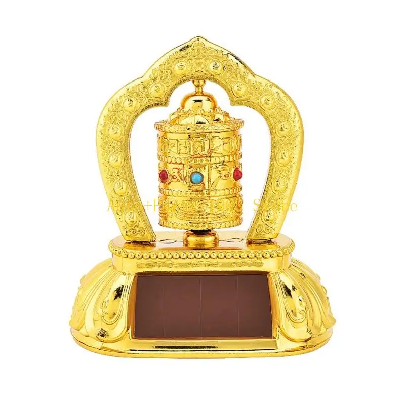 

E21C Solar Operated Rotating Prayer Wheel Vehicle Interior Buddhist Blessing Ornament Premium ABS Construction Home Accessory