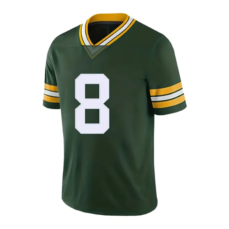 Men's American Football Jersey Embroidered #8 Jacobs Green/White Training Jerseys Green Bay Adults Uniforms Packers T-Shirts