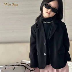 Fashion Baby Girl Suit Jacket Toddle Teen Child loose Formal Coat Solid Color Spring Autumn Coat Baby Outwear Clothes 2-12Y