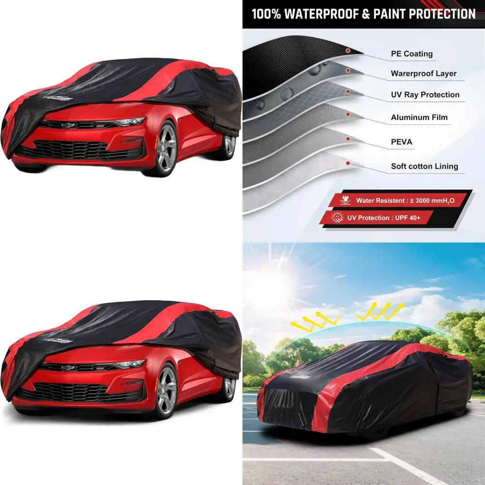 

Custom Fit Car Cover for 2010-2025 Camaro, Waterproof All-Weather Protection with Cotton Liner
