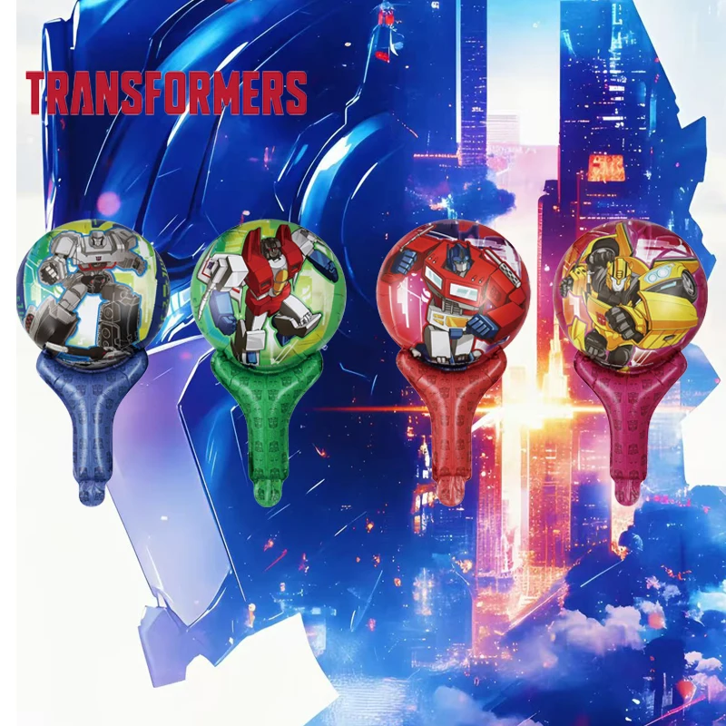 4 Uds Transformers Combo palo de mano película de aluminio juego de globos fiesta de cumpleaños Festival palo de mano colocación de sala de estar