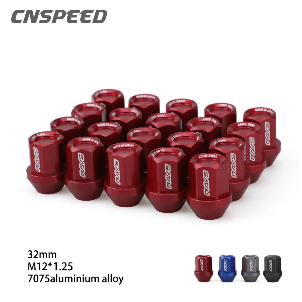 

HEX 19mm 20pcs Aluminum M12x1.5 M12x1.25 Wheel Lug Nuts 32mm Length Racing Lug Nut Racing Forged Style Car Modification