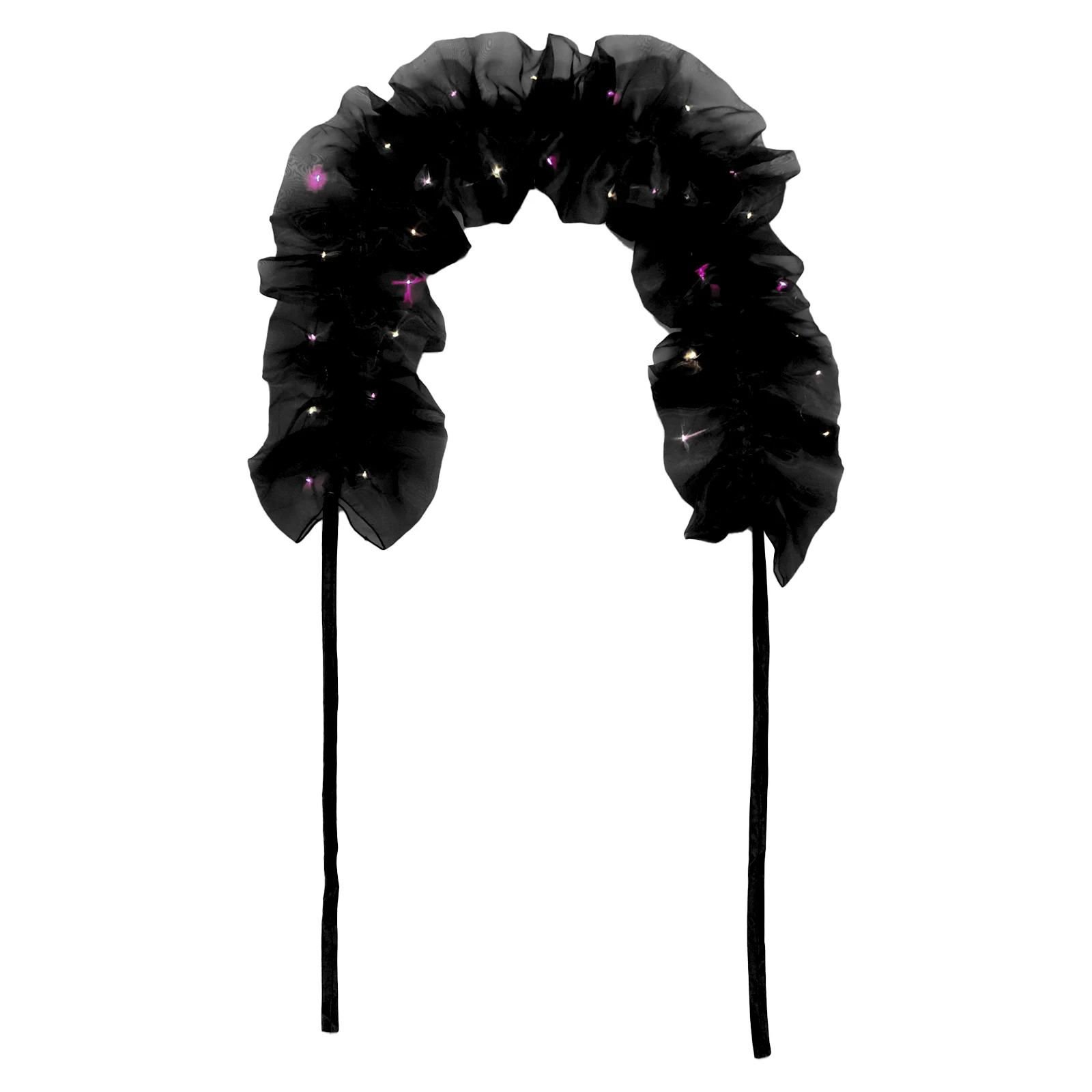 ハロウィン パーティー ケープ ショール ユニセックス セルフタイ フリル フェイクカラー ライトコスチュームアクセサリー付き 写真撮影 パフォーマンス小道具用