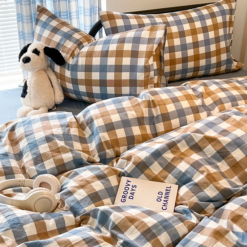 100% Cotton Bedding Set Duvet Cover Pillowcases Flat Sheets Set Comforter Cover Bed Linens Set Full Queen King Size Nordic Style