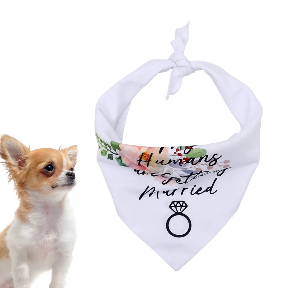 

Wedding Pet Accessories Dog Printing Scarf White Bandana Bibs Saliva Collar Decor