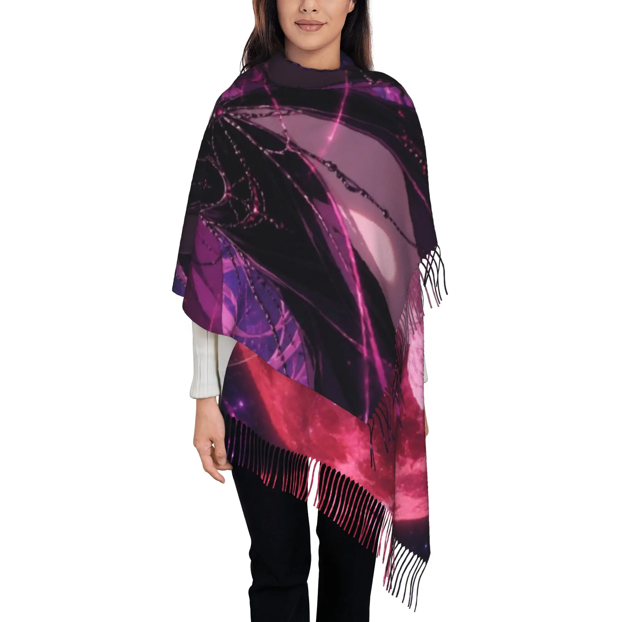 Black LadyTassel Scarf S-Sailor Moon Autumn Long Warm Gift Neck Shawl