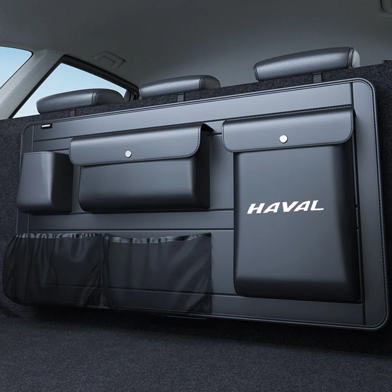 Car Trunk Leather Storage Bag For SUV Haval H3 H4 H1 H2 H5 H6 H7 H8 H9 F5 F7 Auto Accessory Seat Back Tool Hanging Organizer Box