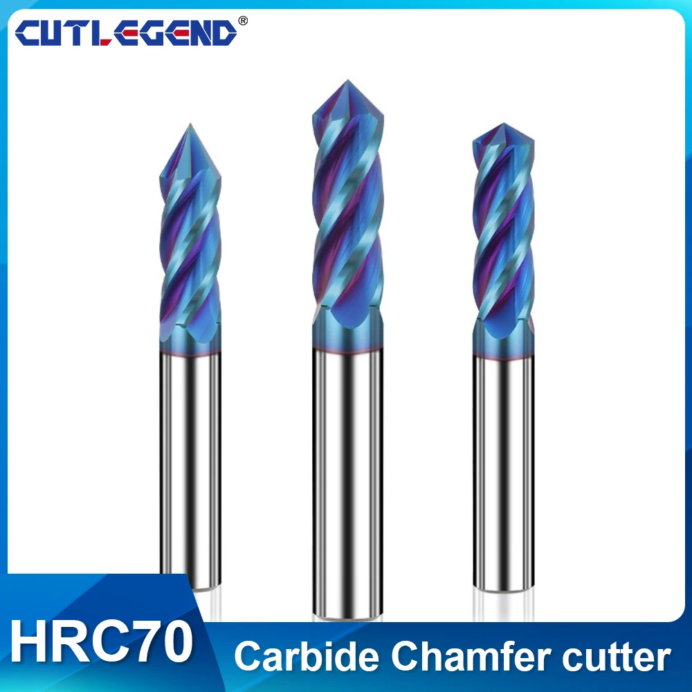 60/90/120 degree 4-edge pointed helical chamfering milling cutter HRC70 high hardness C-angle four-pointed Angle centering drill