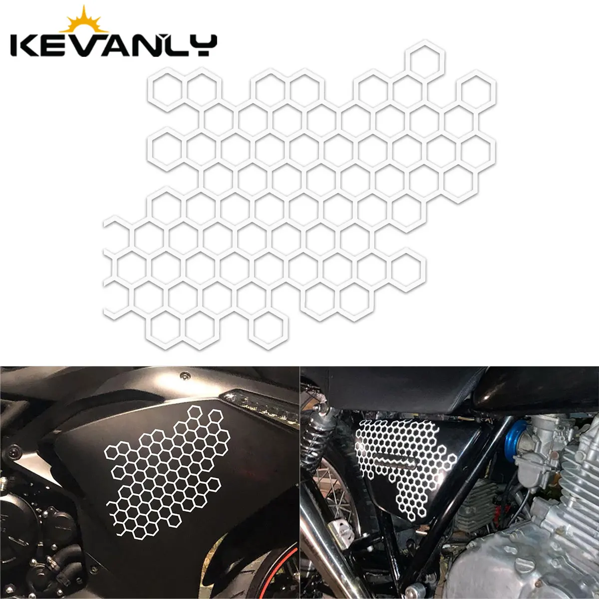 1pcs Motorcycle Honeycomb Design Vinyl Decals Hexagon Creative Car Body Stickers Motorcycle Electric RGB Stickers Decoration
