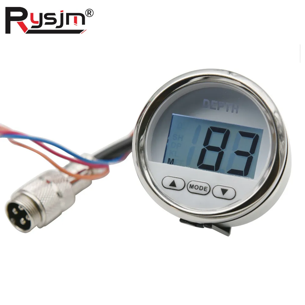 

Морская лодка, 52 мм, цифровой индикатор глубины с датчиком, белая подсветка для яхт, рыбалка, универсальный 12 В