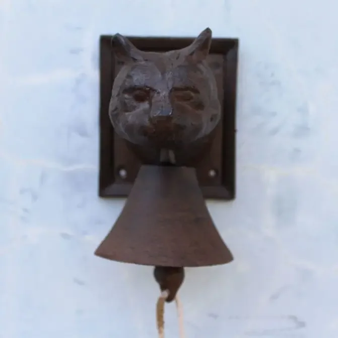 Courtyard cast iron cat head door bell antique iron hand cranked door front bell wall caf é decoration retro pendant