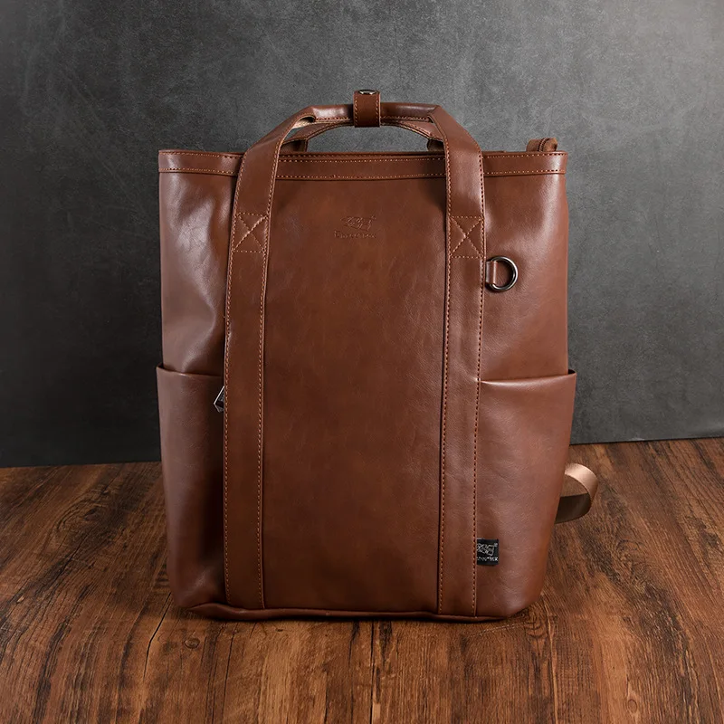 

Korean Style Man Laptop Bags Fashion Men Backpacks Retro Male Travel Bag Leather Men School Bags