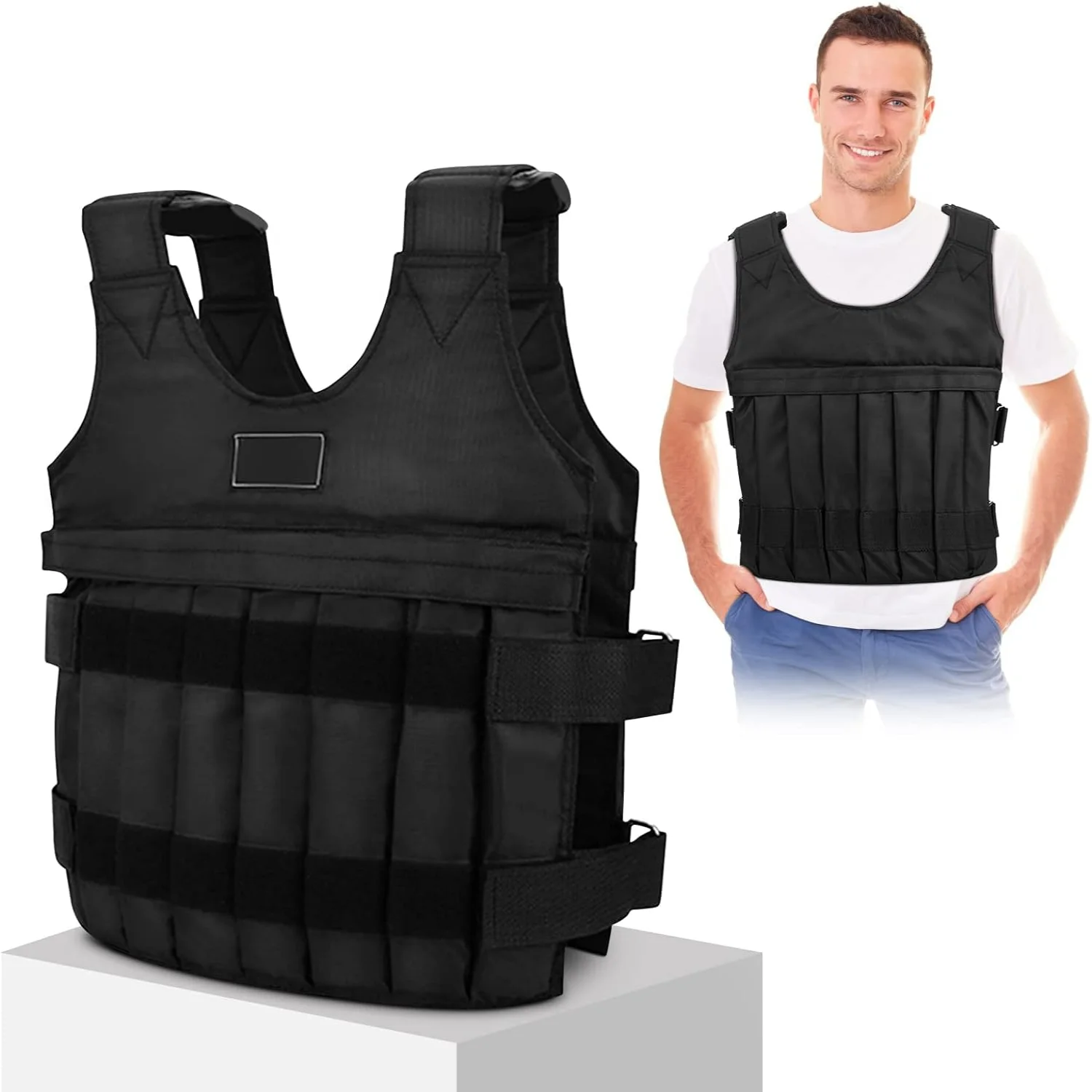 

Adjustable 110 lbs Weighted Jacket for Jogging and Fitness Workouts - Ultimate Weight Training Vest for Men and Women