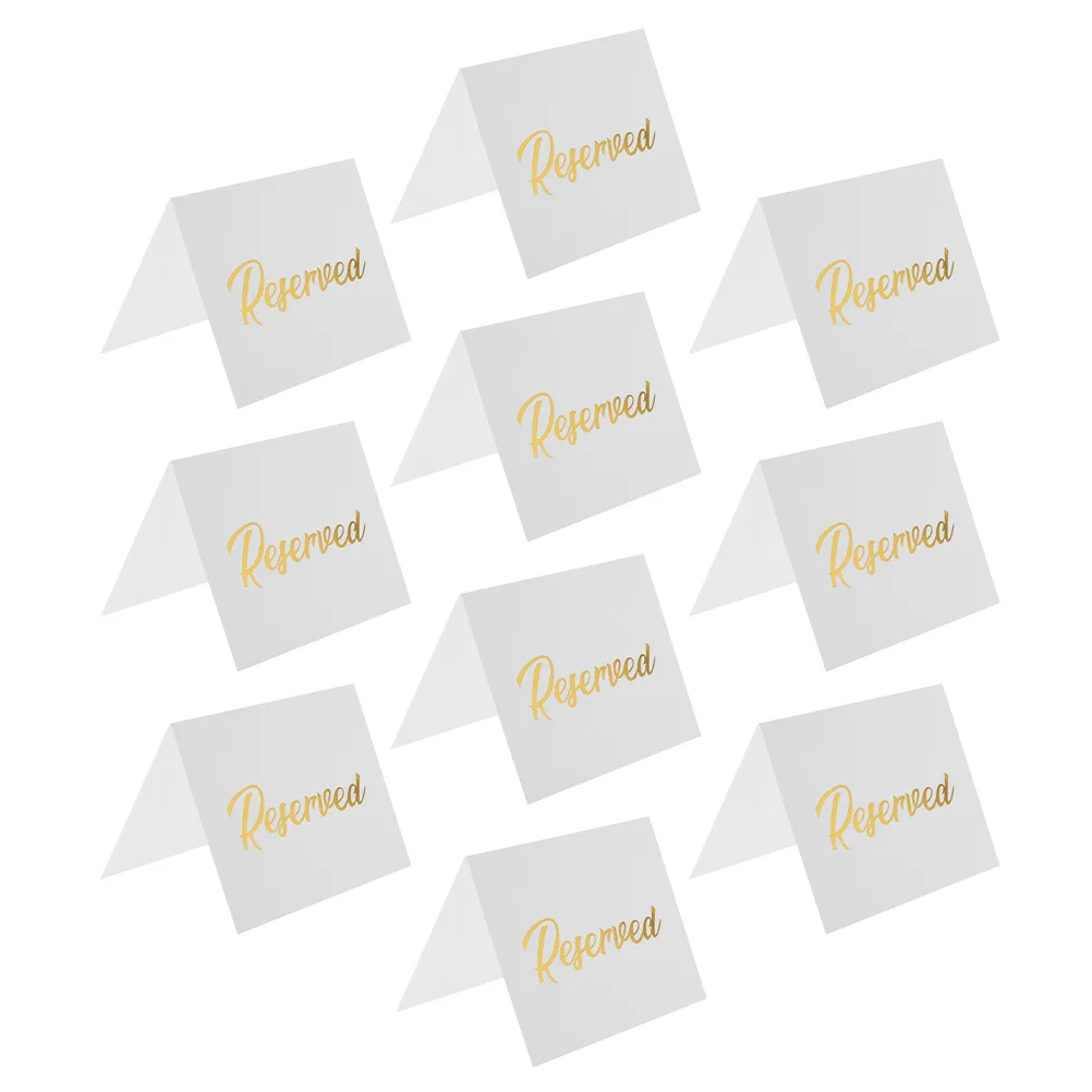 

10Pcs Double Sided Reserved Table Tent Cards Gold Foil Paper Signs for Wedding Wedding Party Restaurant Banquet