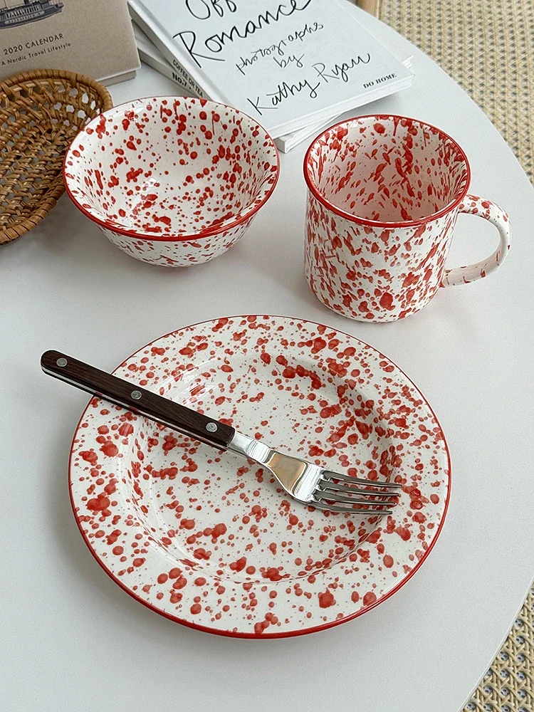 Anmuli Ceramic Mugs And Plate Set Underglaze  Korean Style Multifunctional Plate Large Order Food Blogger Model