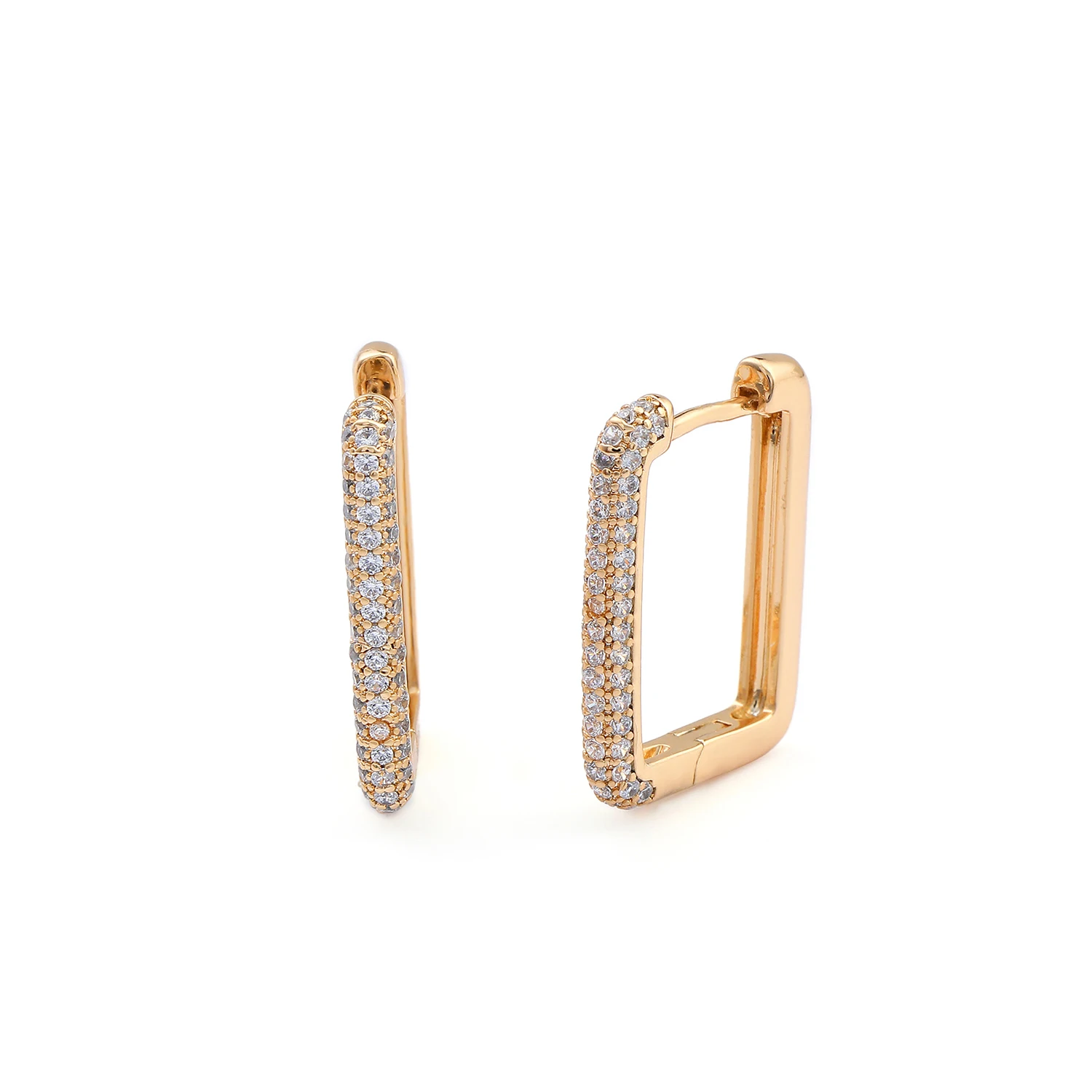 Hanreshe 585 Rose Gold Color Hoop Earrings For Women Zircon Circle Rectangle Earring Fashion Earings Jewelry Pendientes