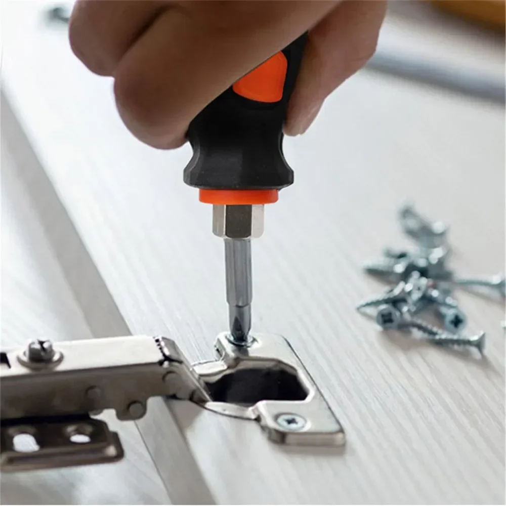 Nützlicher Phillips/Schlitz/Dual-Purpose ohne/mit magnetischem Schraubendreher, tragbares Mini-Handwerkzeug mit kurzem Griff, passend für Demontage/Reparatur – Detail 1
