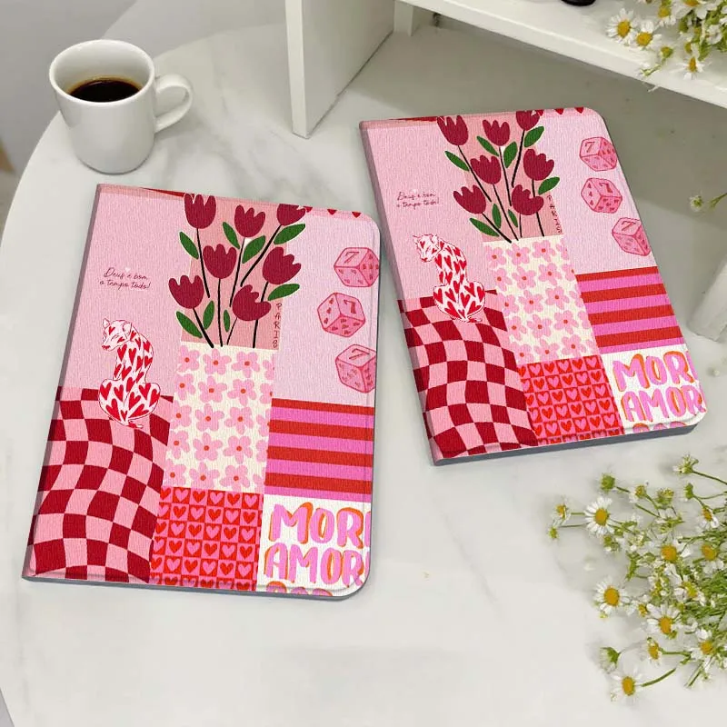 

Cartoon Pink Floral Art Case For Honor MediaPad MatePad 6 7 X8 M5 M6 V6 V7 T5 T10 T10s 10 11 SE C5e X8a Pro Lite Tablet