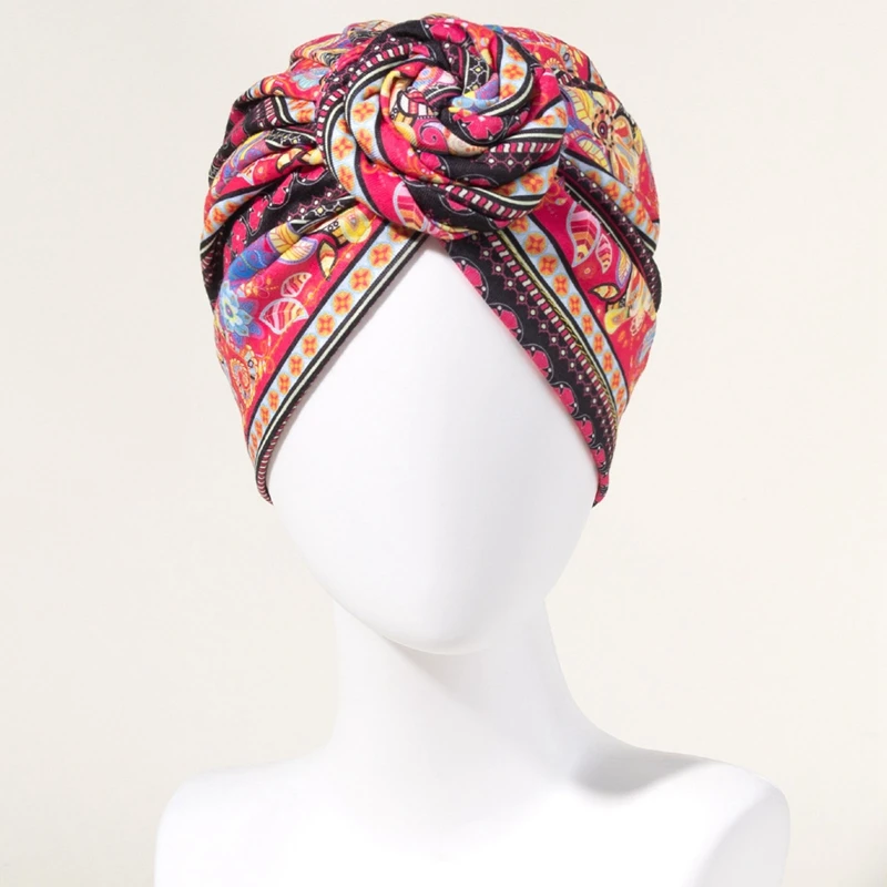 Hijabs internos étnicos para mujer, pañuelo para la cabeza, turbante, Hijab estampado, gorro bohemio musulmán, novedad