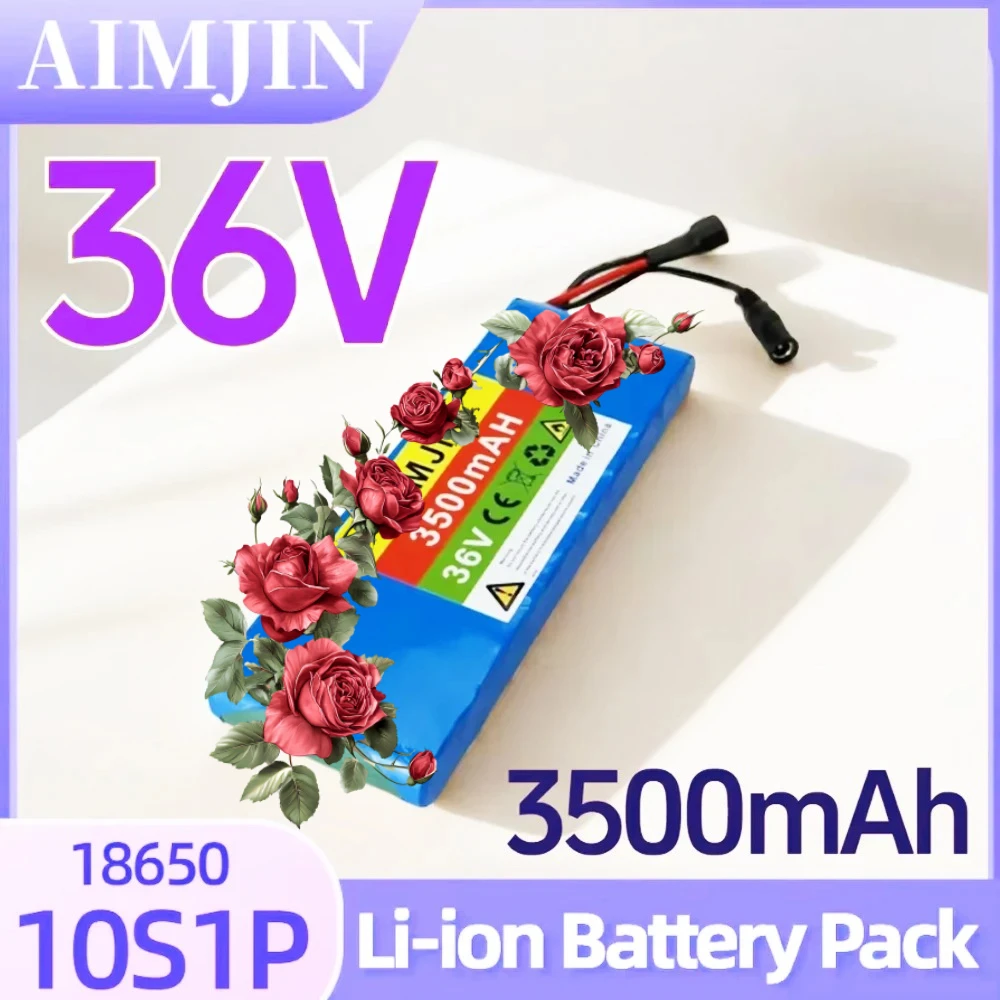 Large Capacity 36V 3500mAh 10S1P 18650 Lithium-ion Rechargeable Battery Pack 3.5Ah, with BMS 500W