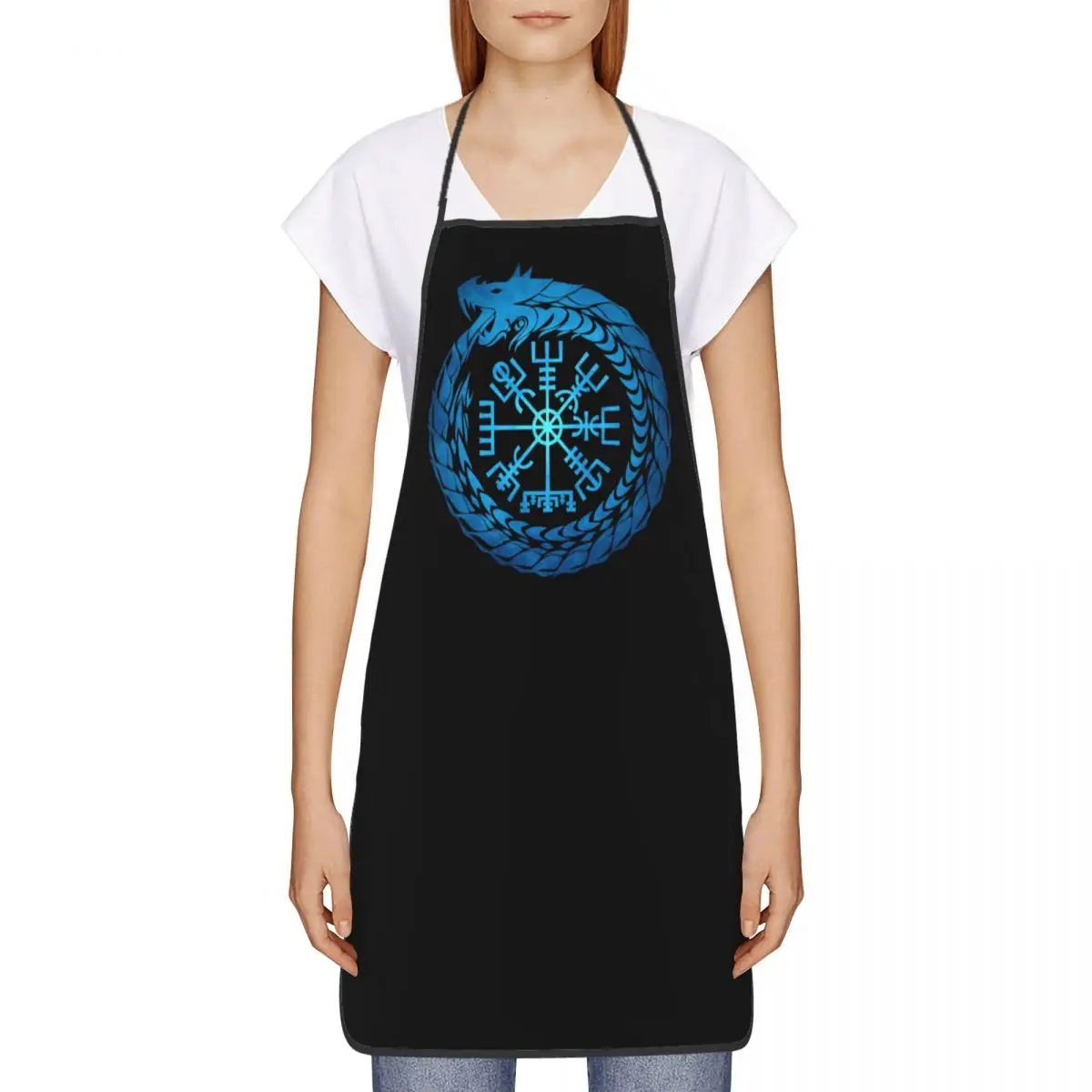 Vegvisir Viking Compass Apron Kitchen Chef Cooking Baking Bib Women Men Norse Mythology Tablier Cuisine for Gardening