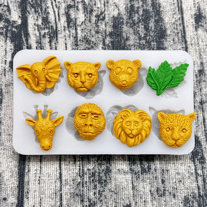 Bear Elephant Lion Deer Leopard Head Leaf Silicone Sugarcraft Cupcake Baking Mold Fondant Cake Decorating Tools