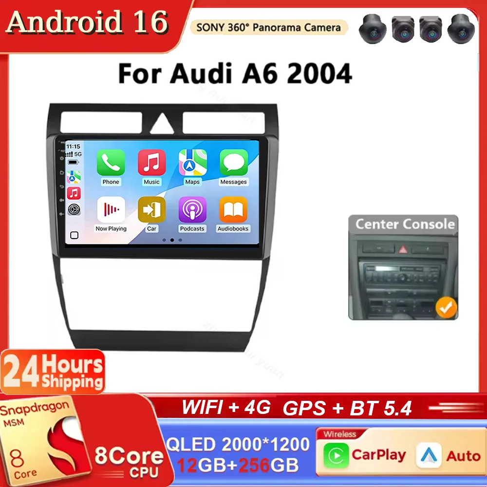 Android 15 8Core Ai Voice Wireless Carplay Android Auto Car Radio For Audi A6 1997 - 2004 Auto Stereo Radio Gps Navigation Autor-image