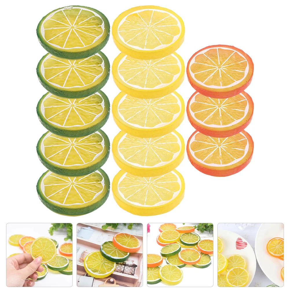 13 Pcs Imitation Lemon Slice Fake Lemons Slices Kitchen Photography Props Fruit