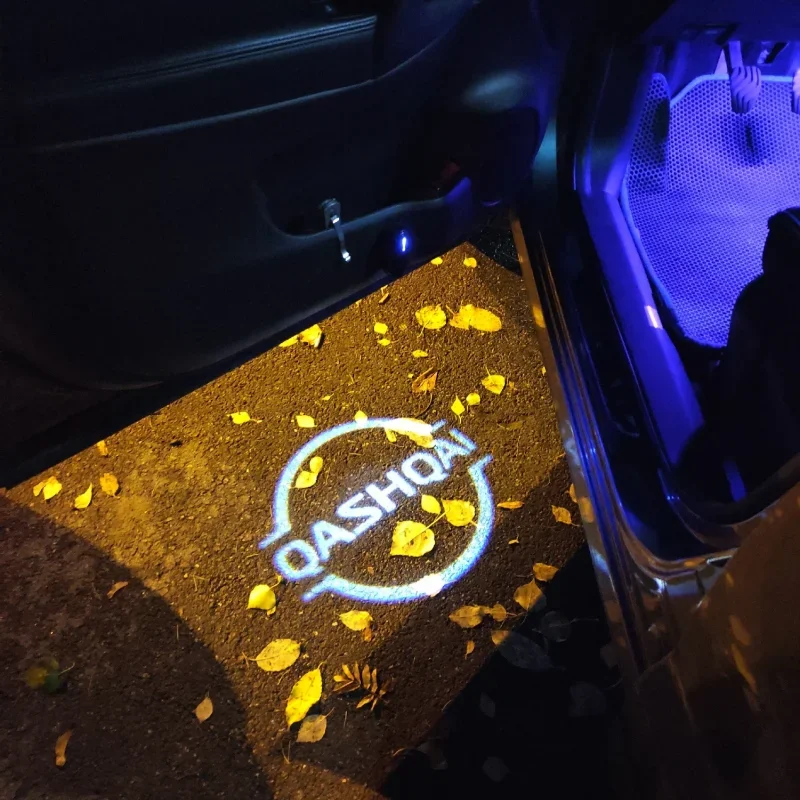

2Pcs Car Styling Auto Door LED Decoration Wireless Welcome Light Logo for Nissan Qashqai X-Trail Car Decoration Accessories