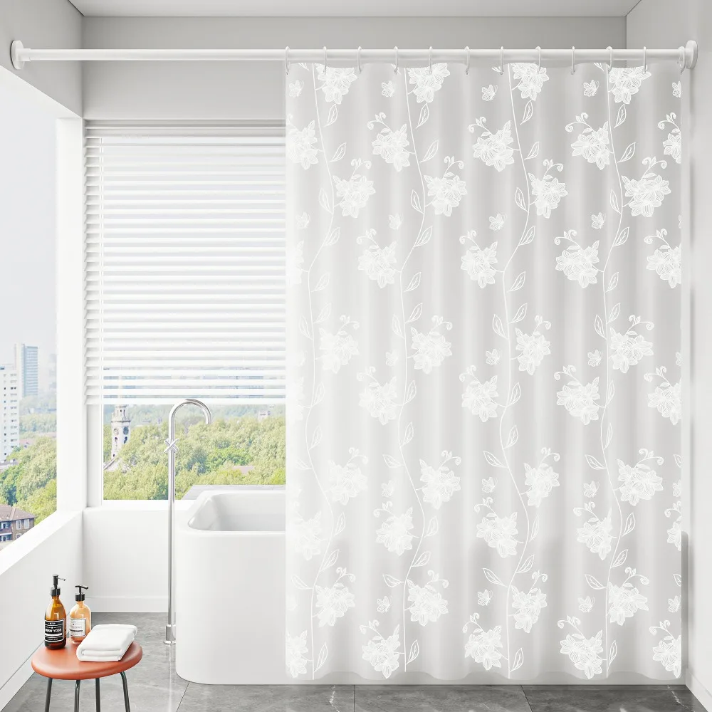 

Modern EVA Waterproof Shower Curtain Mold-proof Translucent Toilet Curtain No Drilling Thick Privacy Curtain Dormitory