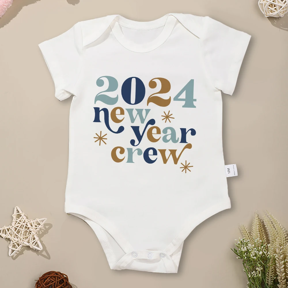 

2024 New Year Crew Newborn Boy Girl Clothes Cotton Cozy Home Infant Onesies Fashion New Cute Baby Bodysuit Hot Sale Ropa De Bebe