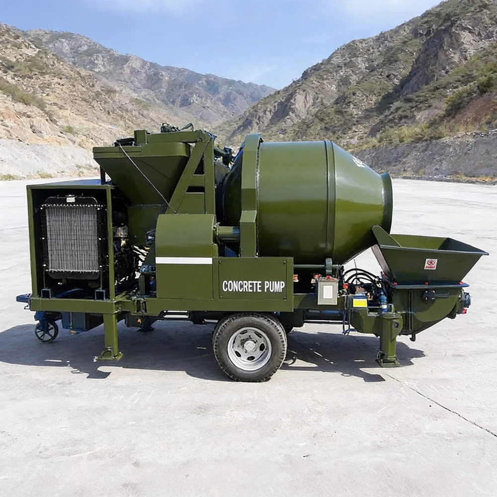 Powerful Industrial Concrete Pump with Heavy Duty Mixer and Water Cooling for Extended Continuous Use