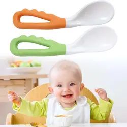 Portable Feeding Learning To Eat Orange Baby Food Spoon Newborn Tableware Infant Training Spoons Kid Curved Soup Spoon