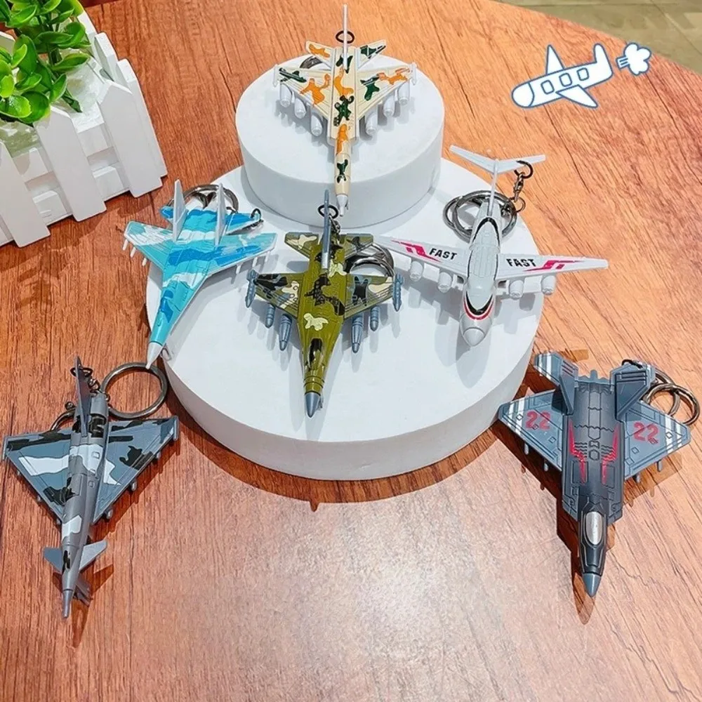 

New Fighter Aircraft Key Chain Alloy Material Cartoon Fighter Bag Pendant Hanging Bag Ornaments Children Gifts