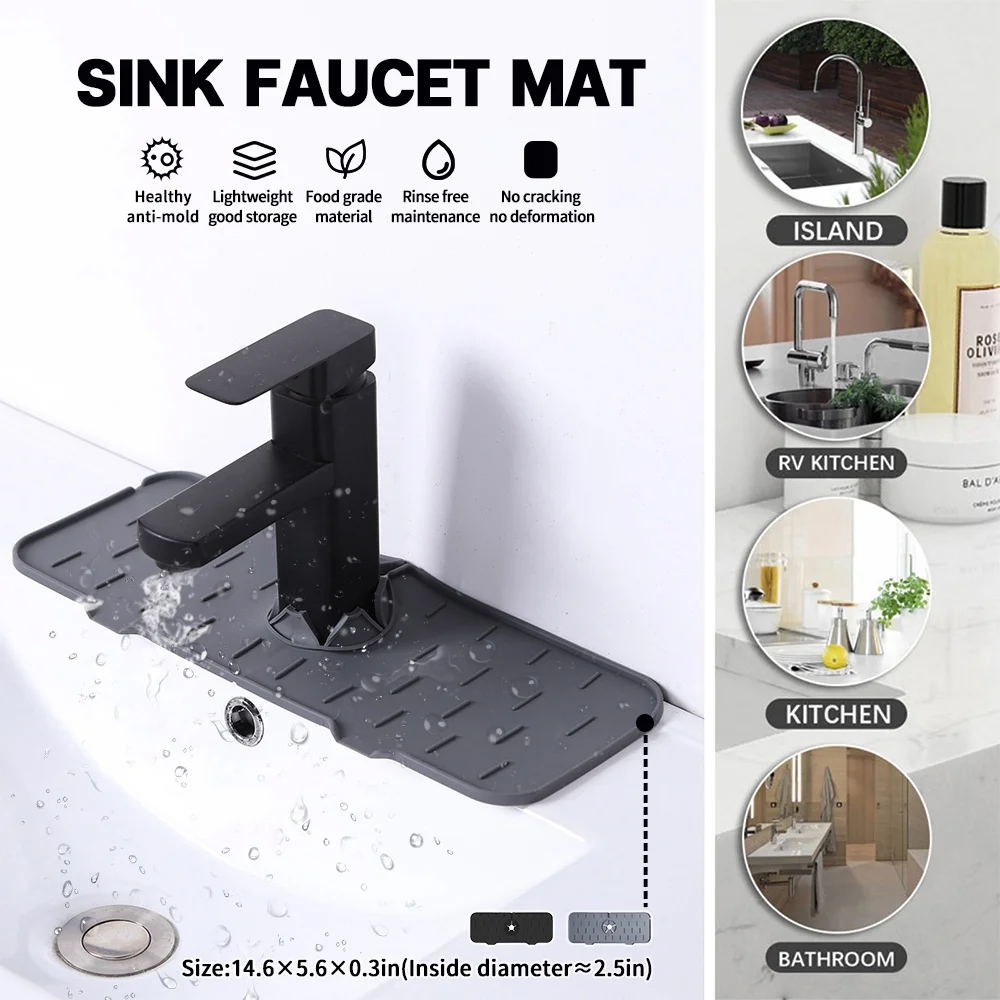 1/2/3PCS Silicone Drain Pad Kitchen Faucet Mat Sponge Rack Kitchen Drainage Waterstop Sink Splash Guard Bathroom Accessories