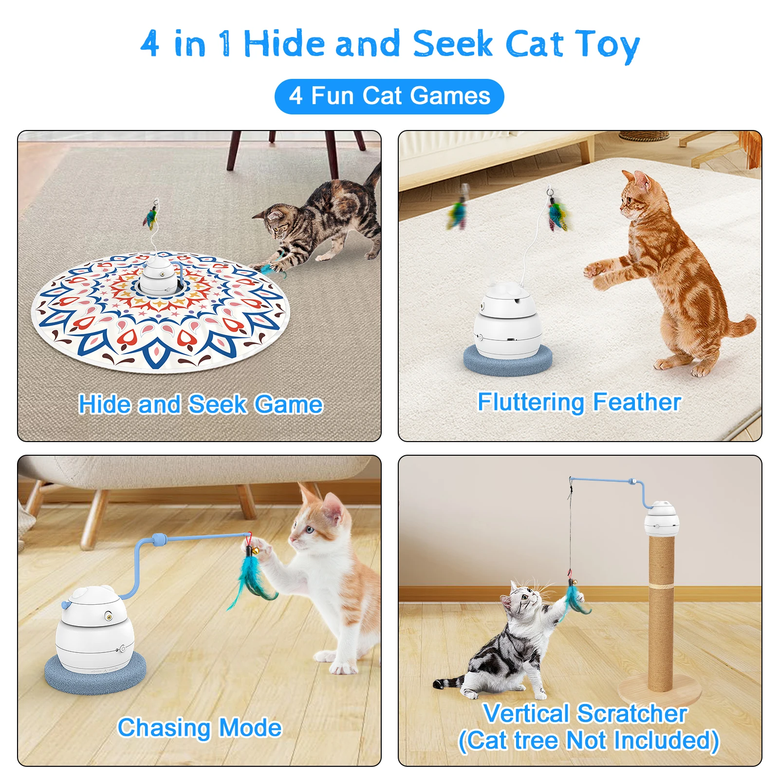 4 in 1 Rotatable Track Amusement Plate Cat Toy with Amusing Cat Stick Cat Intelligence Interactive Training Toy with Balls