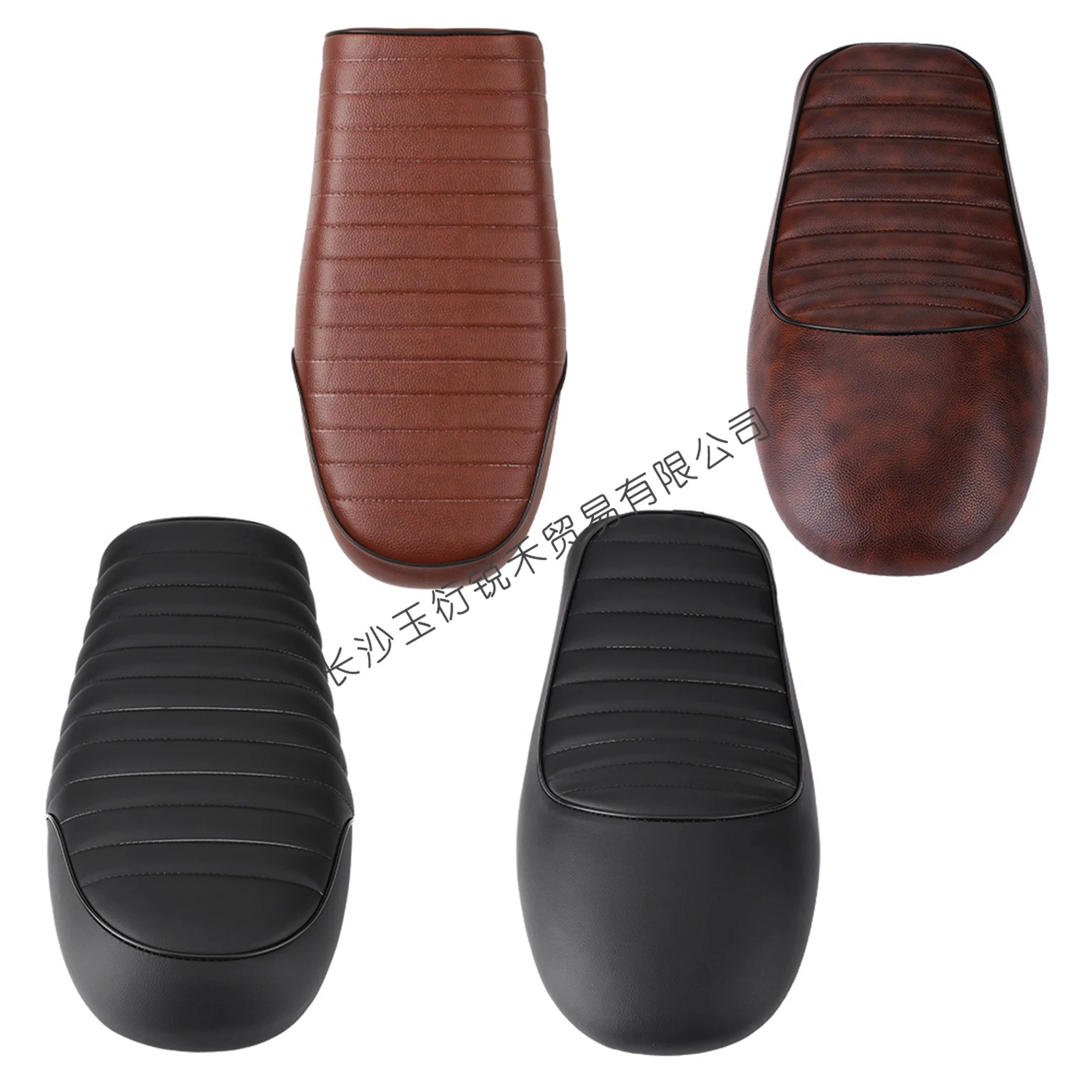 Asiento Vintage de cuero PU para motocicleta, sillín plano para Cafe Racer, CG125, GN, CG, CB400SS