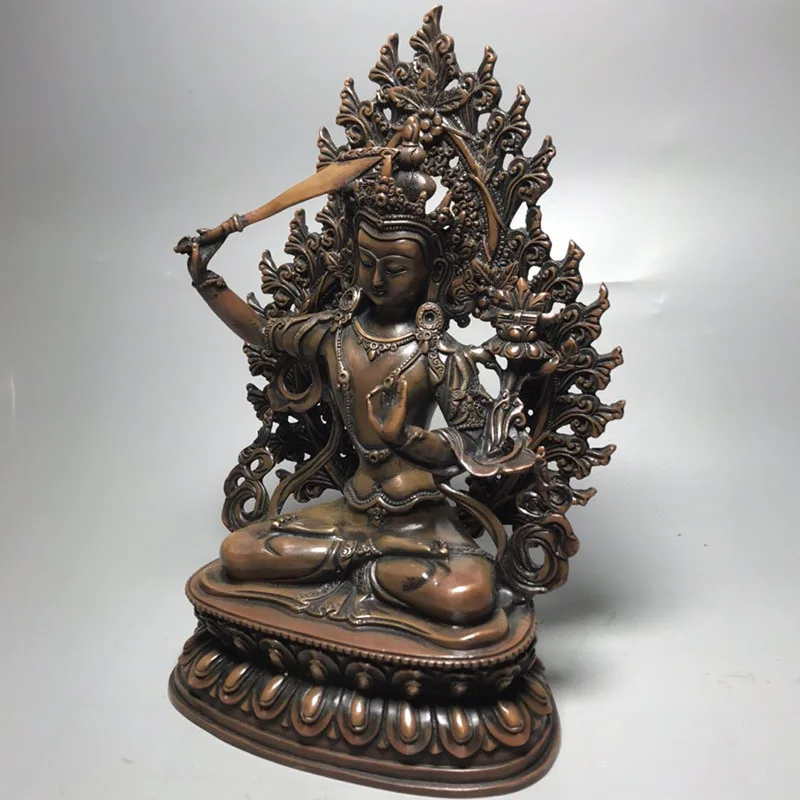 Manufacturers wholesale red copper with backlight Manjusri Bodhisattva living room ornaments