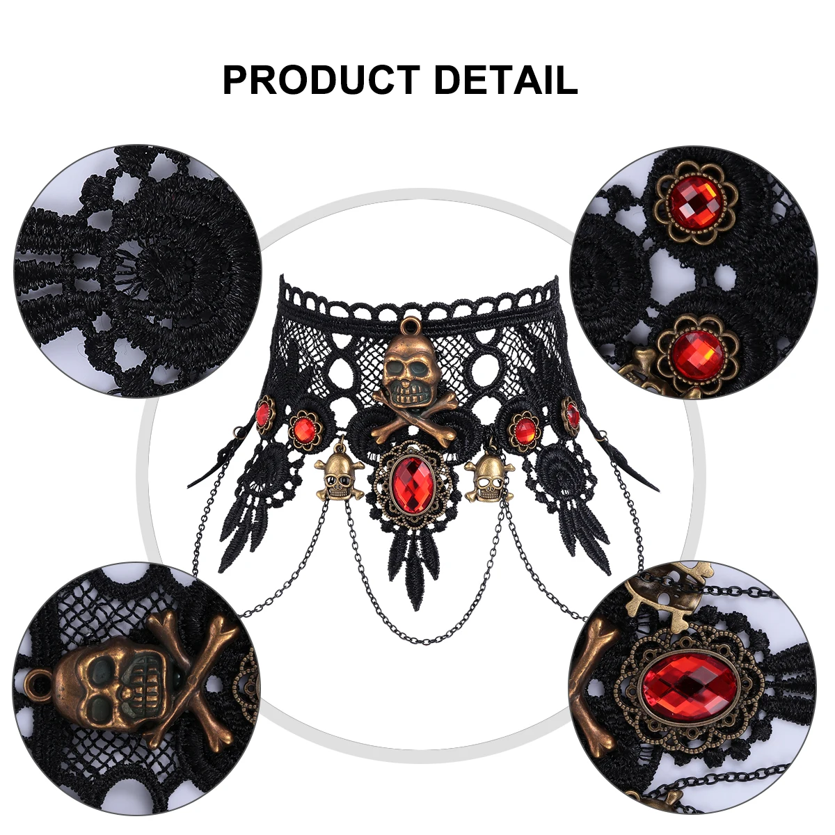

Halloween Gothic Choker Skull Head Necklace Catcher Jewelry Costume Prop