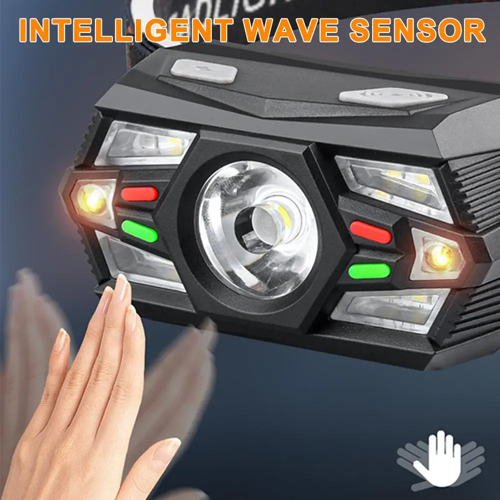 Mini Sensor Head Light Outdoor USB Charging Multi-function Supplies Light Front Red Head Fishing Run Night Headlight Fishin H8I3